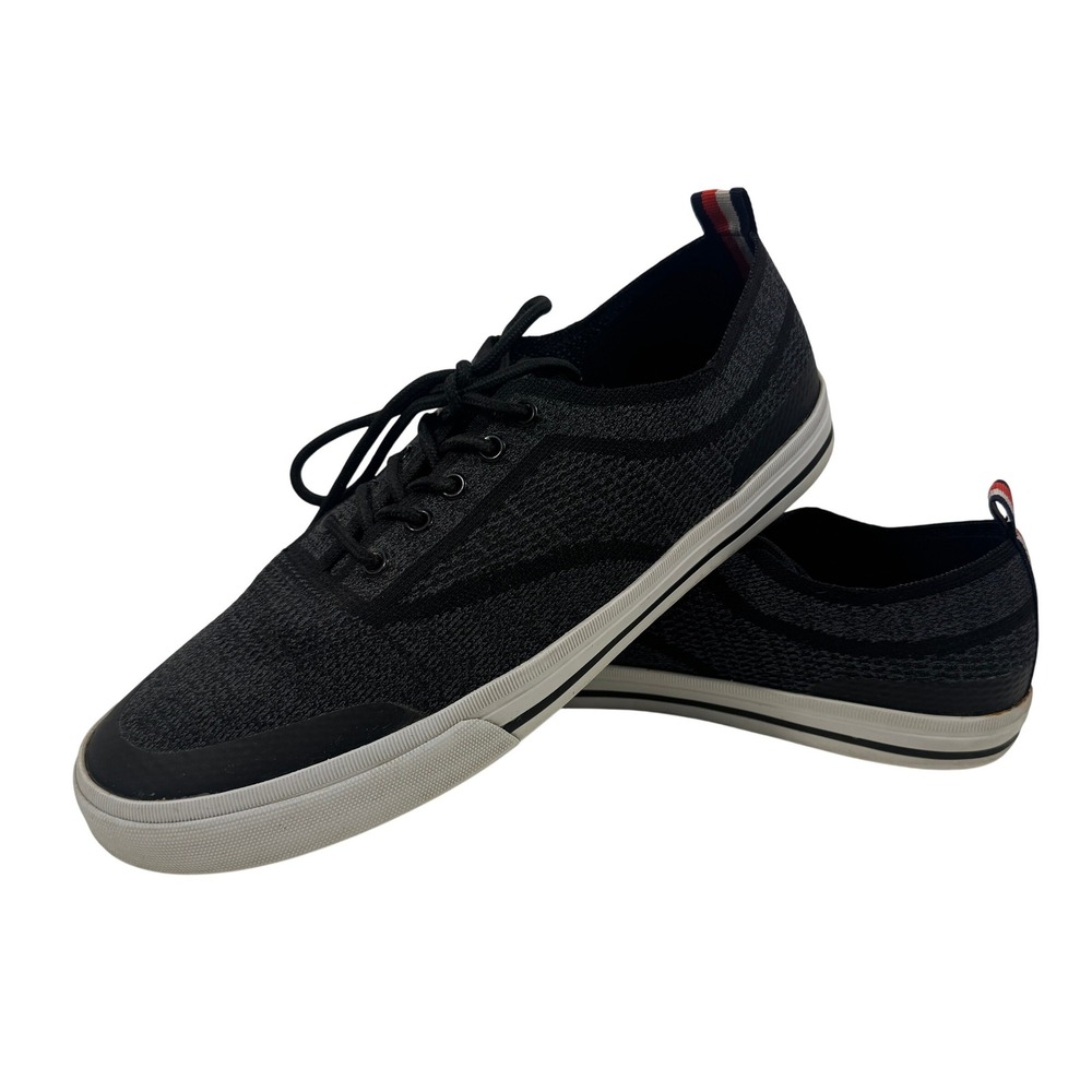 Tommy Hilfiger Men's Knit‎ Sneakers Black Lace-Up Casual Shoes Size 9.5